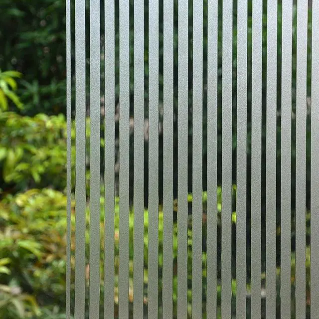 Main image of VSUDO Window Privacy Film Frosted Stripe Static Cling Window Film for Glass, Semi-Private Decorative Tint for Office, Door, Home Use, No Glue Removable Design, 17.5" by 78.7"