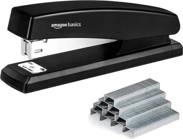 Main image of Amazon Basics Office Stapler with 1000 Staples, 25 Sheet Capacity, Non-Slip, Black, Home Office