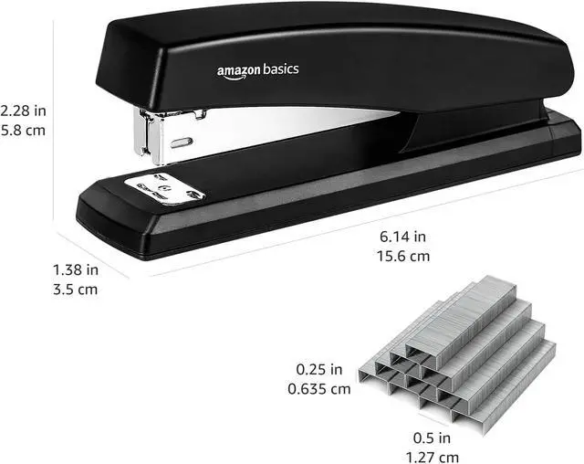 Alt view image 3 of 7 - Amazon Basics Office Stapler with 1000 Staples, 25 Sheet Capacity, Non-Slip, Black, Home Office