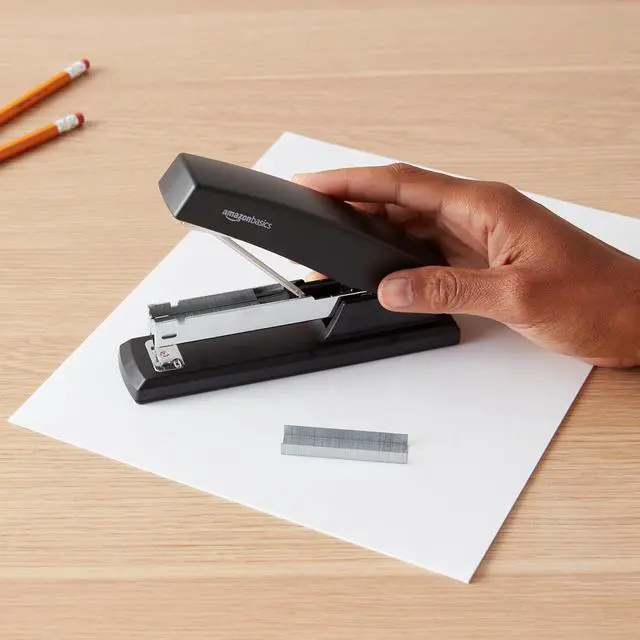 Alt view image 7 of 7 - Amazon Basics Office Stapler with 1000 Staples, 25 Sheet Capacity, Non-Slip, Black, Home Office