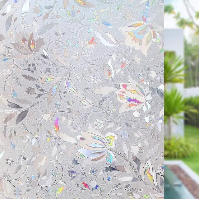 Main image of Volcanics Window Privacy Film Static Window Clings Vinyl 3D Decals Stickers Rainbow Window Film for Glass Door Home Heat Control Anti UV 17.5 x 78.7 Inches