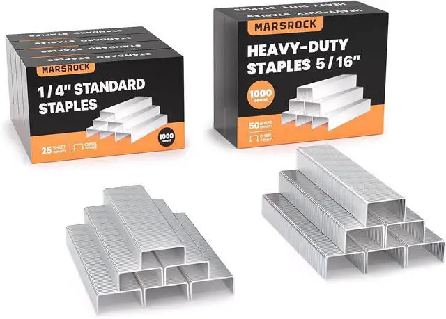 Main image of Marsrock Staples, 6000 Count Assorted Set, 4000 1/4" + 2000 5/16" Staples | Standard Office Staples for Desktop Staplers, 6 Pack