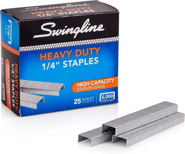 Main image of Swingline Staples, Heavy Duty, 1/4" Length, 25 Sheet Capacity, 100/Strip, 5000/Box, 1 Pack (79394)