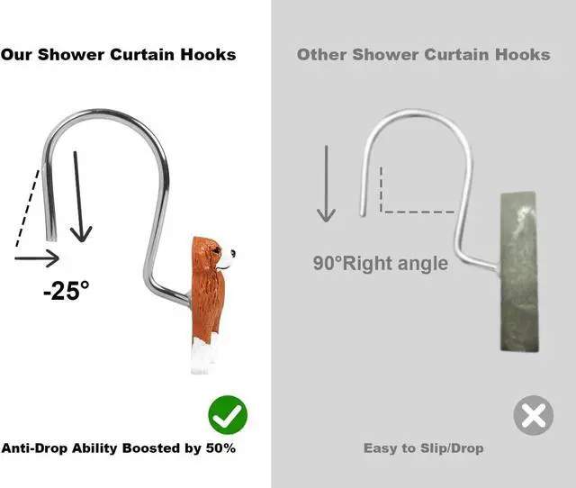 Alt view image 7 of 7 - Dog Shower Curtain Hooks Set of 12, Hand-Painted Resin Dog Shower Hooks with Rust-Resistant Metal Rings, Decorative Bathroom Accessories