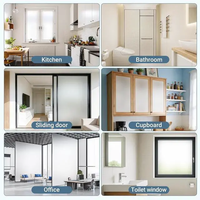 Alt view image 3 of 7 - Lovepea Pure Frosted Glass Window Film 24 Hours Two Way Privacy Protection | Static Cling, Heat Blocking, Removable, Ideal for Privacy scenarios Such as Home bathroom Office Doors (17.5 x 78.7 Inch)