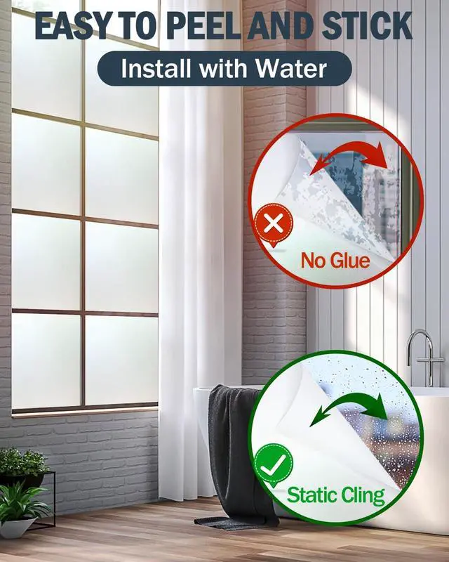 Alt view image 5 of 7 - Lovepea Pure Frosted Glass Window Film 24 Hours Two Way Privacy Protection | Static Cling, Heat Blocking, Removable, Ideal for Privacy scenarios Such as Home bathroom Office Doors (17.5 x 78.7 Inch)