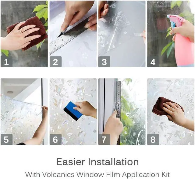 Alt view image 7 of 7 - Volcanics Window Privacy Film Static Window Clings Vinyl 3D Decals Stickers Rainbow Window Film for Glass Door Home Heat Control Anti UV 17.5 x 78.7 Inches