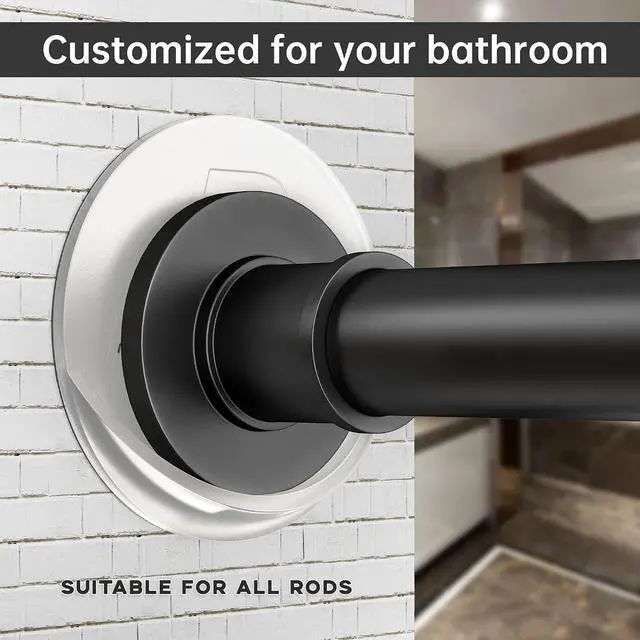 Alt view image 7 of 7 - BRIOFOX Shower Curtain Rod Holder 3M Adhesive | Heat Resistant | Waterproof | Max Load 60 lbs Shower Rod Retainer for Wall, 2 Pack, Transparent (Rod Not Included)