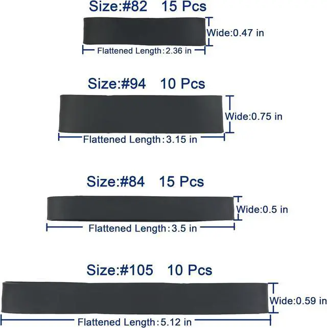 Alt view image 2 of 6 - Rubber Bands Assorted Sizes Mixed Elastic Bands Size82,size94,size84#105 | 50pcs Wide Black Tactical Rubber Bands for Survival Office Supply