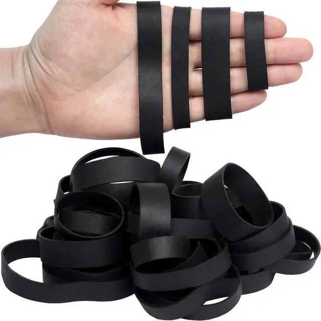 Main image of Rubber Bands Assorted Sizes Mixed Elastic Bands Size82,size94,size84#105 | 50pcs Wide Black Tactical Rubber Bands for Survival Office Supply