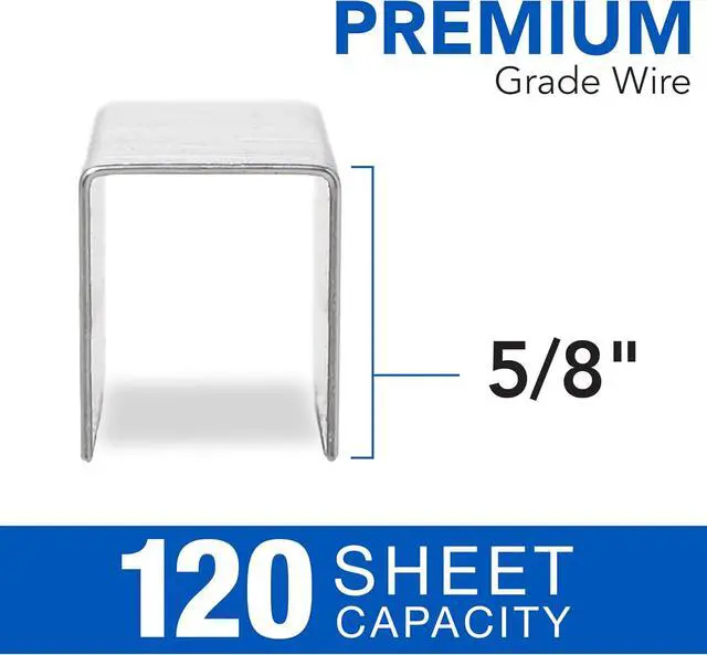 Alt view image 3 of 5 - Swingline Staples, Heavy Duty, 5/8" Length, 20-120 Sheet Capacity, 100/Strip, 2500/Box, 1 Pack, Light Touch (90009)