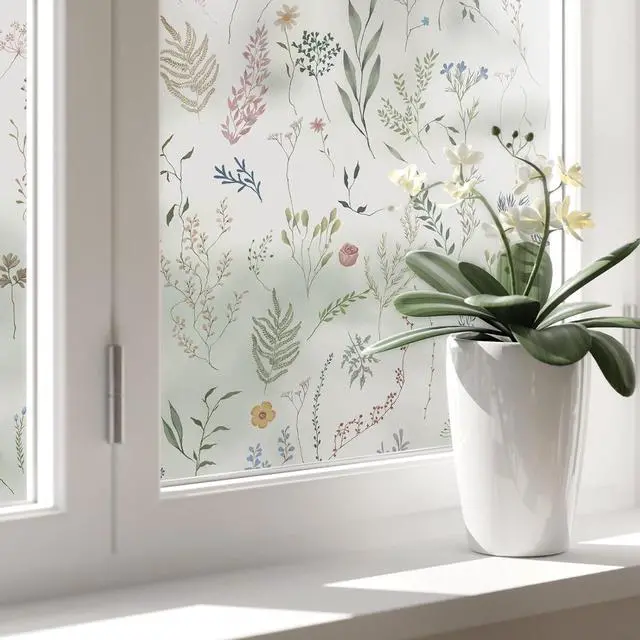 Main image of Dimoon 17.3" x 78.7" Window Privacy Film Stained Glass Floral Film for Home Rainbow Effect See Out Decorative Frosted Static Cling Stickers Kitchen Bathroom