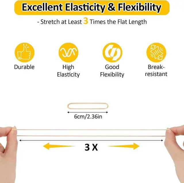 Alt view image 3 of 7 - 700 Pcs Size 16 Elastic Rubber Bands Office Supplies, Rubberbands, Brown | Reusable, High Stretch, Bundle Tie Dye, Money, File Folders, Furniture, Home Package, DIY Crafts, Hair, Multipurpose