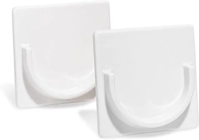 Main image of Adhesive Shower Rod Holders | No Drilling Shower Curtain Rod Holders For Wall | Shower Curtain Wall Mount | Stick On Shower Bar Holder | White 2 Pk | No Drilling | Shower Rod Not Incl |