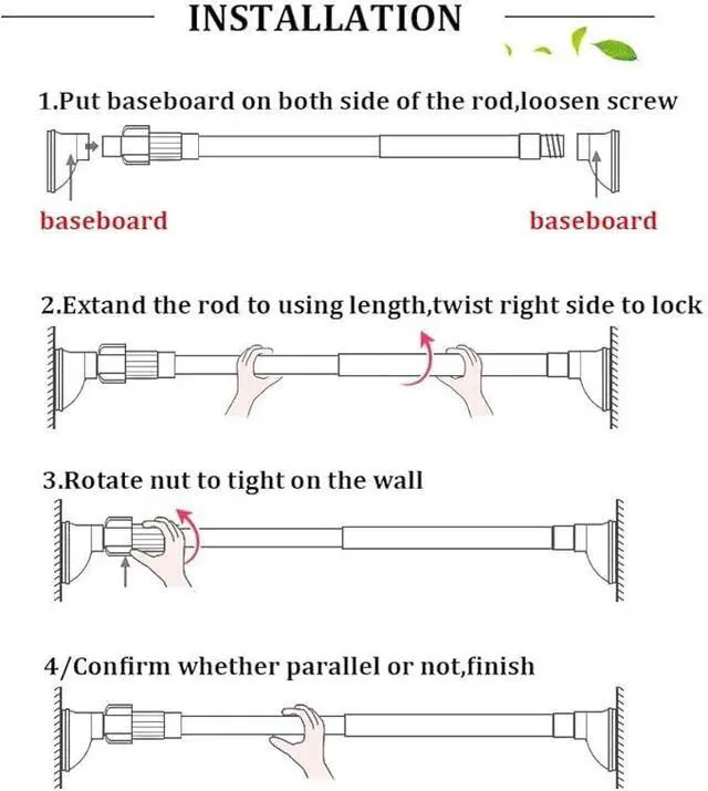 Alt view image 6 of 7 - Bettli Spring Loaded Curtain Tension Rod Bit Holder Extensions 12-20 inches (Black 2)