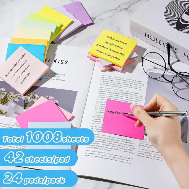 Alt view image 3 of 7 - (24 Pads) Sticky Notes 3 x 3 in Post, 12 Bright Colors Self-Stick Pads | School Supplies and Oce Supplies, Easy to Post for Home, Office, Notebook, Strong Adhesive, Clean Removal