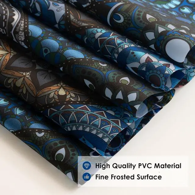 Alt view image 3 of 7 - DKTIE Bathroom Window Privacy Film Decorative Films, Get Privacy While Still Letting Light Into Room, Included Tools Easy to Install, Static Cling Renter Frendly (B110-Blue, 17.7" x 78.7")