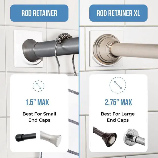 Alt view image 4 of 7 - Adhesive Shower Rod Holders | No Drilling Shower Curtain Rod Holders For Wall | Shower Curtain Wall Mount | Stick On Shower Bar Holder | White 2 Pk | No Drilling | Shower Rod Not Incl |
