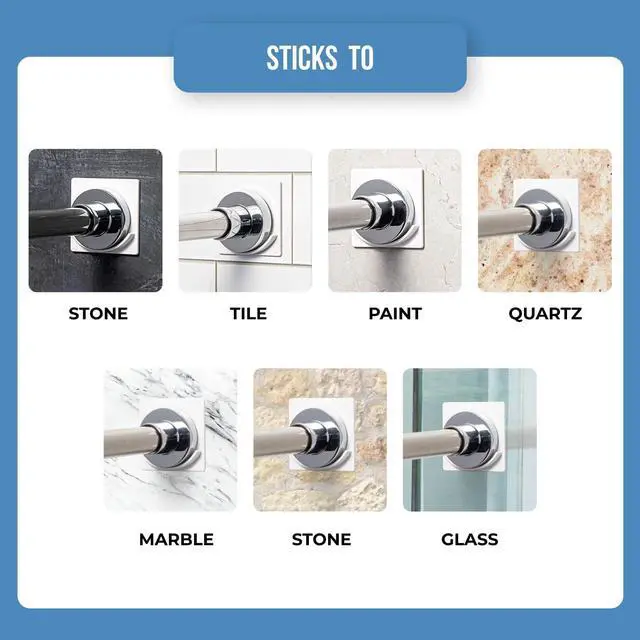 Alt view image 6 of 7 - Adhesive Shower Rod Holders | No Drilling Shower Curtain Rod Holders For Wall | Shower Curtain Wall Mount | Stick On Shower Bar Holder | White 2 Pk | No Drilling | Shower Rod Not Incl |