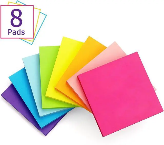 Alt view image 2 of 7 - Eastern Wolf Sticky Notes 3x3 inch, 8 Bright Multi Colors, 85 Sheets/Pad | Self-Stick, Multi-Color, Removable & Residue-Free