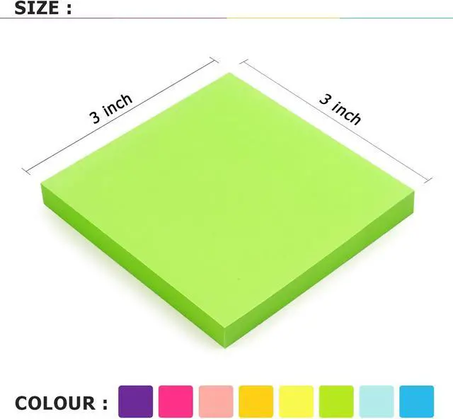 Alt view image 3 of 7 - Eastern Wolf Sticky Notes 3x3 inch, 8 Bright Multi Colors, 85 Sheets/Pad | Self-Stick, Multi-Color, Removable & Residue-Free