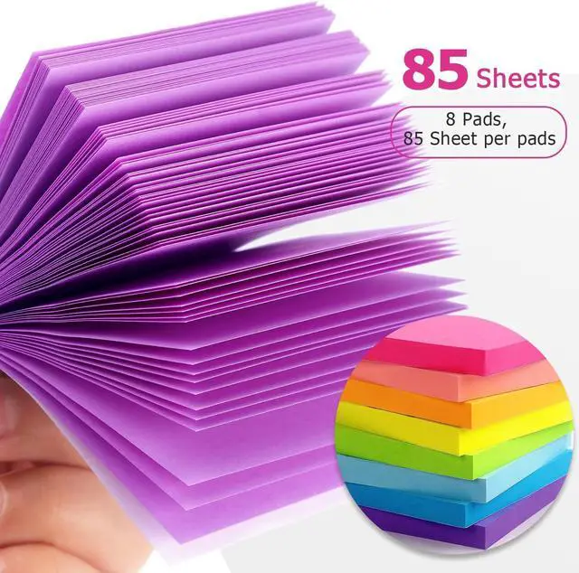 Alt view image 4 of 7 - Eastern Wolf Sticky Notes 3x3 inch, 8 Bright Multi Colors, 85 Sheets/Pad | Self-Stick, Multi-Color, Removable & Residue-Free