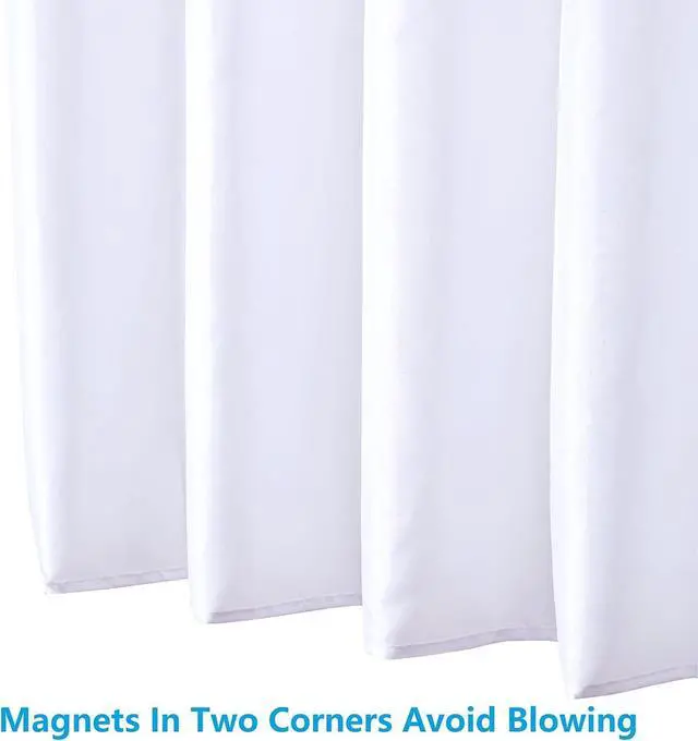 Alt view image 5 of 7 - Fabric Bathroom Shower Curtain Liner,Waterproof Polyester Liner with Grommets and Magnets for Bathroom,Bathtub,Hotel,54 x 78 Inches,White
