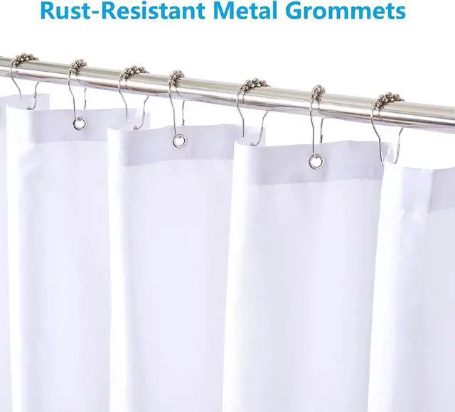 Alt view image 2 of 7 - Fabric Bathroom Shower Curtain Liner,Waterproof Polyester Liner with Grommets and Magnets for Bathroom,Bathtub,Hotel,54 x 78 Inches,White