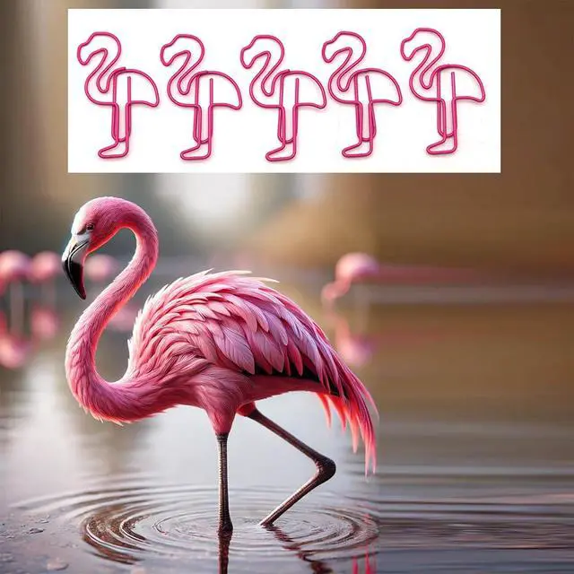 Alt view image 2 of 6 - 60 Pcs Cute Flamingo Paper Clips, Flamingo Gifts for Women | Office Supplies Desk Accessories, Cute Stationery for Teachers Students Coworkers