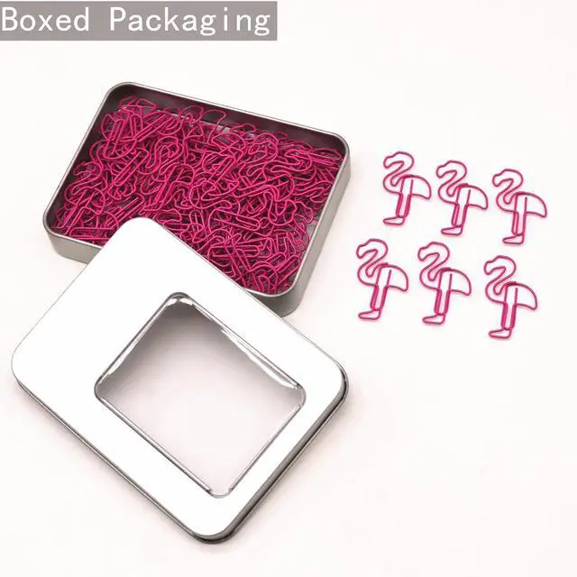 Alt view image 4 of 6 - 60 Pcs Cute Flamingo Paper Clips, Flamingo Gifts for Women | Office Supplies Desk Accessories, Cute Stationery for Teachers Students Coworkers