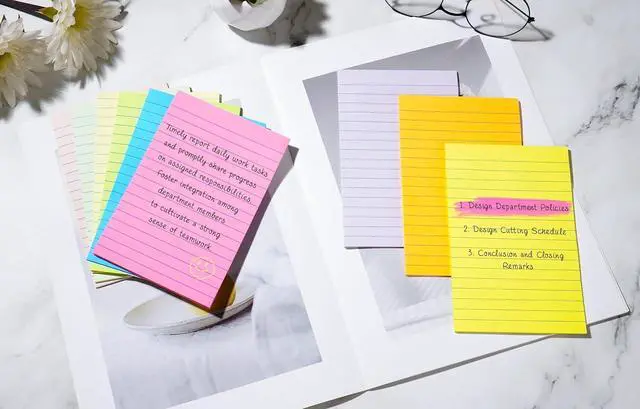 Alt view image 3 of 7 - (18 Pads) Lined Sticky Notes 4x6 in Post, 9 Bright Colors | School Supplies and Oce Supplies, Super Sticky Self-Stick Pads, Recyclable, Easy to Post for Home, Office, School
