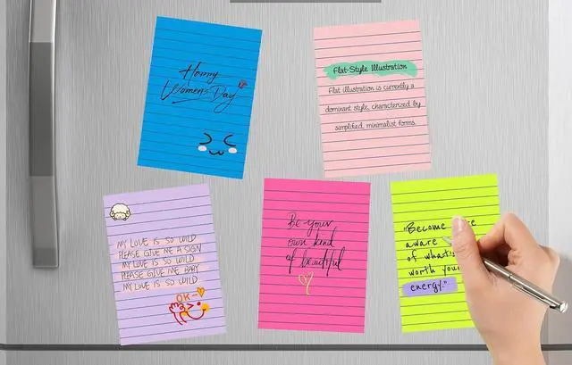 Alt view image 4 of 7 - (18 Pads) Lined Sticky Notes 4x6 in Post, 9 Bright Colors | School Supplies and Oce Supplies, Super Sticky Self-Stick Pads, Recyclable, Easy to Post for Home, Office, School