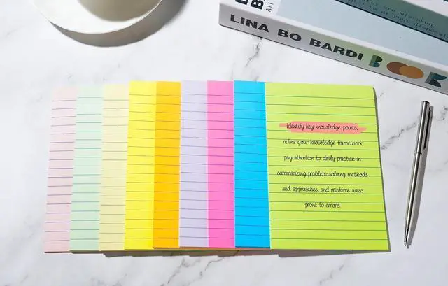 Alt view image 7 of 7 - (18 Pads) Lined Sticky Notes 4x6 in Post, 9 Bright Colors | School Supplies and Oce Supplies, Super Sticky Self-Stick Pads, Recyclable, Easy to Post for Home, Office, School