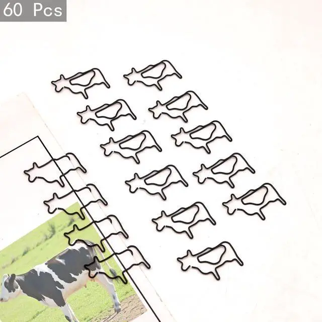 Alt view image 3 of 6 - 60 Pcs Black Cow Paper Clips, Western Cow Lover Gifts | Western Office Supplies Desk Accessories, Cute Stationery for Women Men Teachers Coworkers