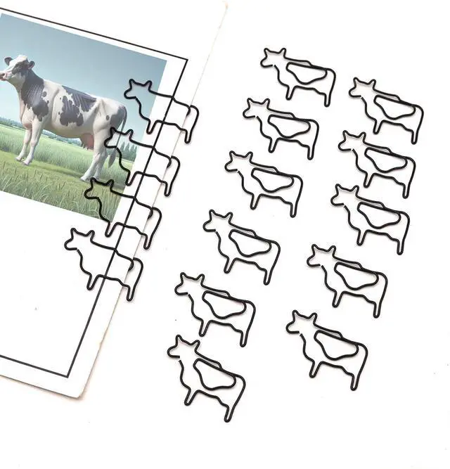 Alt view image 4 of 6 - 60 Pcs Black Cow Paper Clips, Western Cow Lover Gifts | Western Office Supplies Desk Accessories, Cute Stationery for Women Men Teachers Coworkers