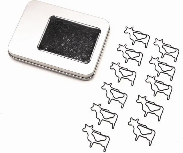 Main image of 60 Pcs Black Cow Paper Clips, Western Cow Lover Gifts | Western Office Supplies Desk Accessories, Cute Stationery for Women Men Teachers Coworkers