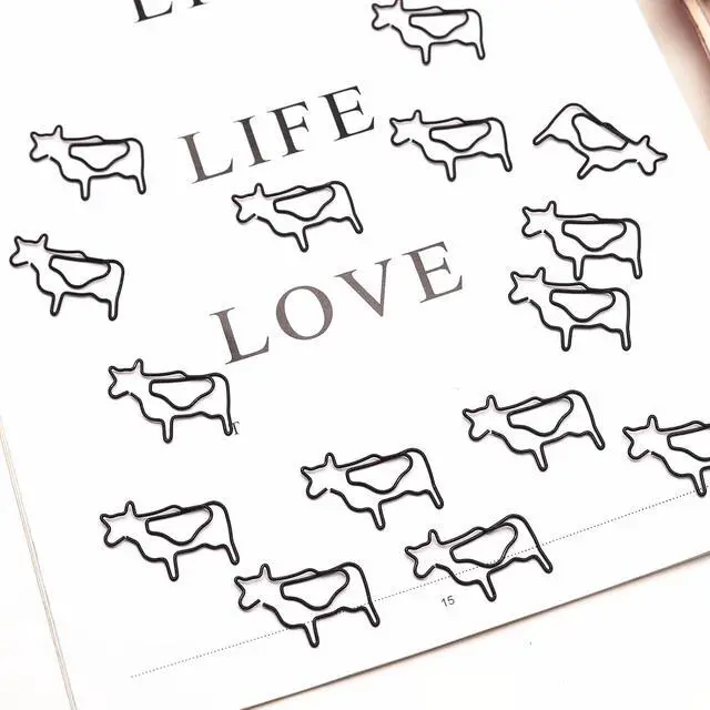 Alt view image 5 of 6 - 60 Pcs Black Cow Paper Clips, Western Cow Lover Gifts | Western Office Supplies Desk Accessories, Cute Stationery for Women Men Teachers Coworkers