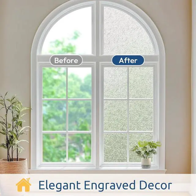 Alt view image 2 of 7 - rabbitgoo Window Privacy Film Frosted Glass Film Decorative, 17.5" x 78.7" | UV Sun Blocking Decals, Frosting Window Static Cling for Home Bathroom Door Coverings
