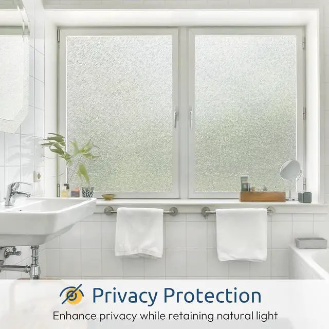 Alt view image 3 of 7 - rabbitgoo Window Privacy Film Frosted Glass Film Decorative, 17.5" x 78.7" | UV Sun Blocking Decals, Frosting Window Static Cling for Home Bathroom Door Coverings