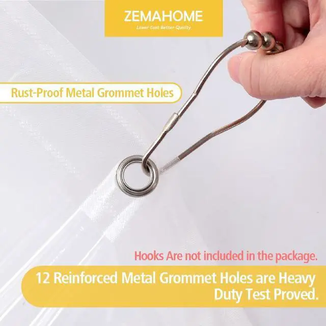 Alt view image 4 of 7 - ZEMAHOME Clear PEVA Plastic Shower Curtain Liner Premium Light Weight 72" x 72" Transparent Bathroom Shower Showroom Curtain Liner with Rustproof Metal Gromments and Weighted Magnet