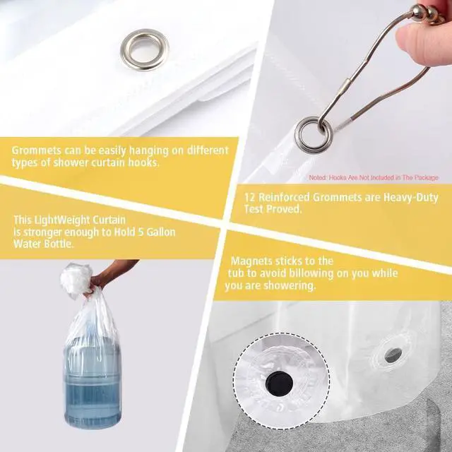 Alt view image 6 of 7 - ZEMAHOME Clear PEVA Plastic Shower Curtain Liner Premium Light Weight 72" x 72" Transparent Bathroom Shower Showroom Curtain Liner with Rustproof Metal Gromments and Weighted Magnet
