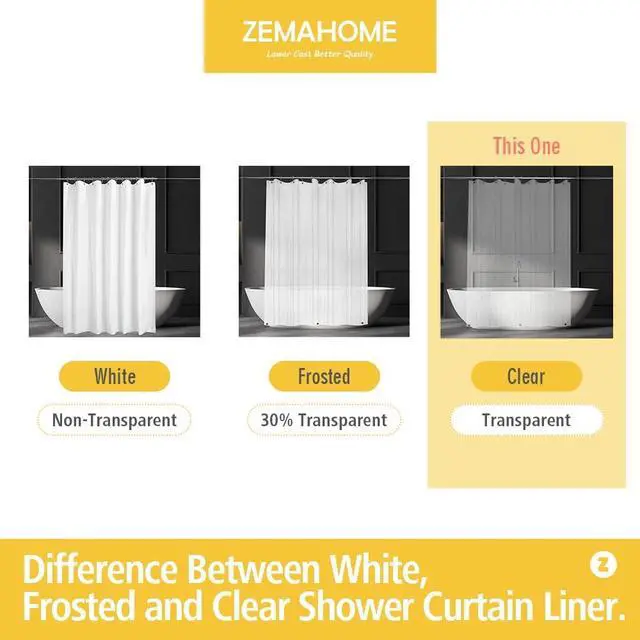 Alt view image 5 of 7 - ZEMAHOME Clear PEVA Plastic Shower Curtain Liner Premium Light Weight 72" x 72" Transparent Bathroom Shower Showroom Curtain Liner with Rustproof Metal Gromments and Weighted Magnet