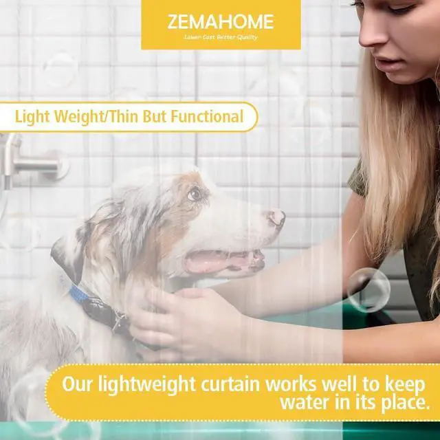 Alt view image 7 of 7 - ZEMAHOME Clear PEVA Plastic Shower Curtain Liner Premium Light Weight 72" x 72" Transparent Bathroom Shower Showroom Curtain Liner with Rustproof Metal Gromments and Weighted Magnet