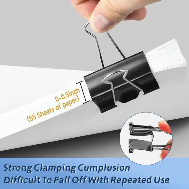 Alt view image 4 of 6 - 72Pack Medium Binder Clips,1inch Black Paper Clips Metal Bulk Clip | Office Clips with Storage Container for Office, Home, School,Documents, Files,Desk Organization