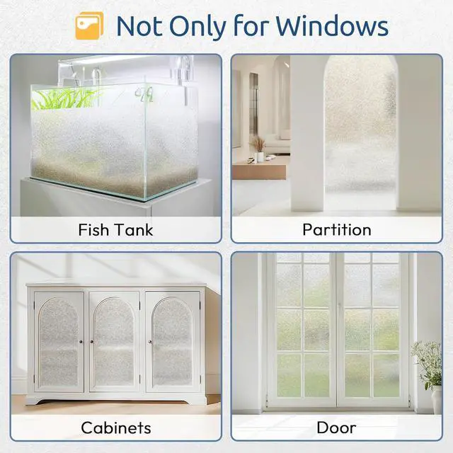 Alt view image 7 of 7 - rabbitgoo Window Privacy Film Frosted Glass Film Decorative, 17.5" x 78.7" | UV Sun Blocking Decals, Frosting Window Static Cling for Home Bathroom Door Coverings