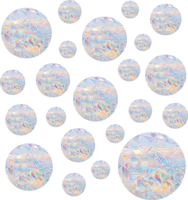 Main image of 36PCS Circle Window Clings - Anti-Collision Window Decals to Save Birds from Window Collisions,Non Adhesive Prismatic Vinyl Window Clings, Rainbow Stickers