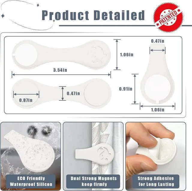 Alt view image 5 of 6 - Magnetic Silicone Shower Curtain Clips for Liner 3 Packs (White) | Self Adhesive, Windproof Splash Holders, Prevent Water Splashing Out, Shower Curtains Keeper, Keep Curtain Closed to Wall