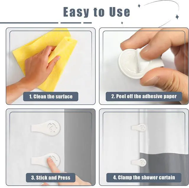 Alt view image 4 of 6 - Magnetic Silicone Shower Curtain Clips for Liner 3 Packs (White) | Self Adhesive, Windproof Splash Holders, Prevent Water Splashing Out, Shower Curtains Keeper, Keep Curtain Closed to Wall