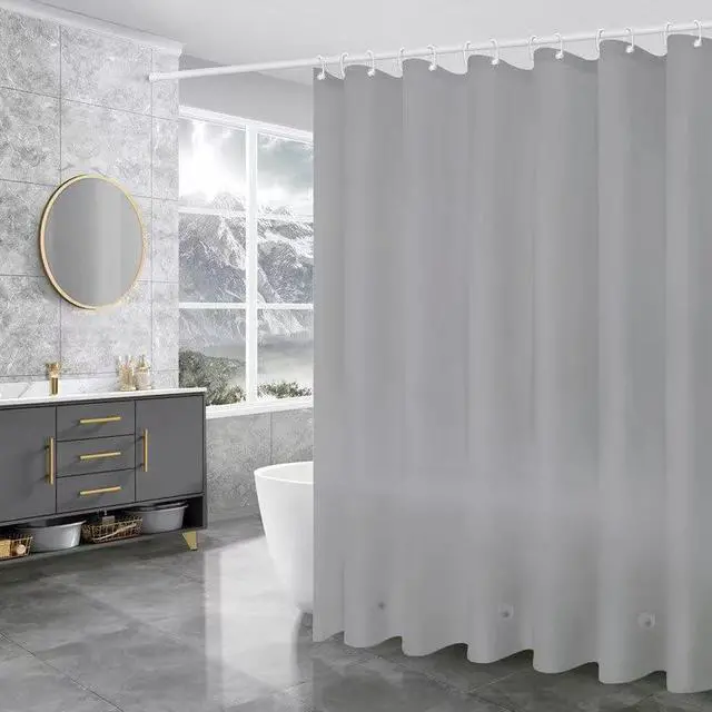 Main image of Grey Shower Curtain Liner,PEVA Shower Liner for Bathtubs Waterproof Bathroom Curtain with Weighted Stones 72 W x 72 H Inches,Plastic