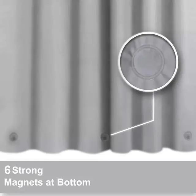 Alt view image 3 of 4 - Grey Shower Curtain Liner,PEVA Shower Liner for Bathtubs Waterproof Bathroom Curtain with Weighted Stones 72 W x 72 H Inches,Plastic